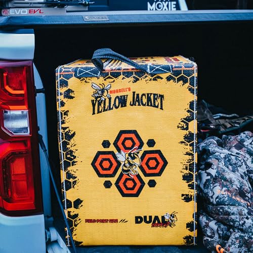 Image of Morrell Yellow Jacket Dual Threat Foam Archery Target Block for Compound Bows and Crossbows, with 4 Sides and 32 Bullseyes, Yellow