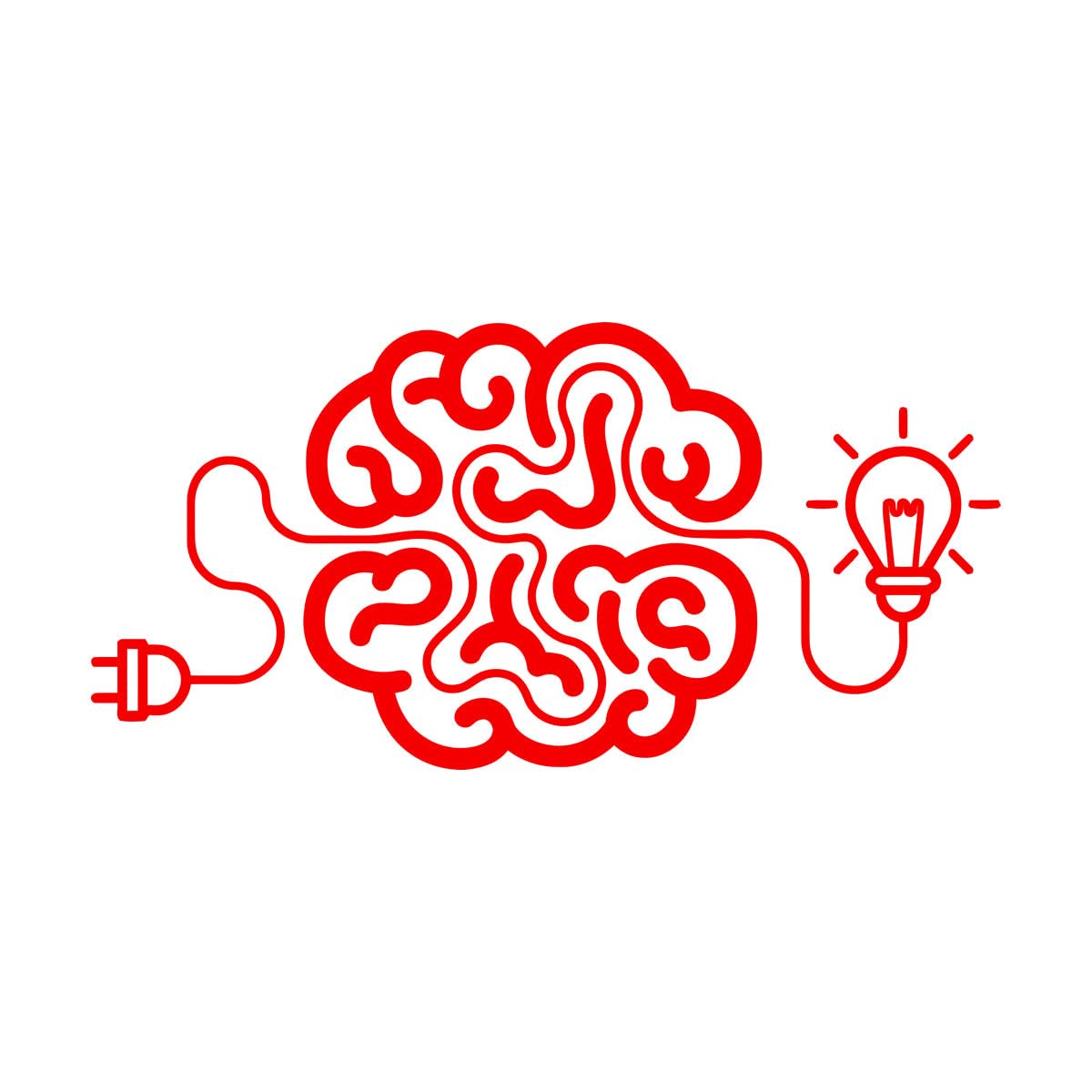 Vinyl Wall Decals Creative Cartoon Brain Light Bulb idea ig 42x86.4cm Self Adhesive Large red — image 1