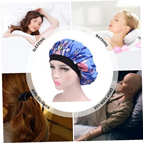 Soft Nachtrust Cap Satin Hair Bonnet Hat Gezellig Silk Head Cover Met Brede Elastische Wide Band 58cm - Image 4