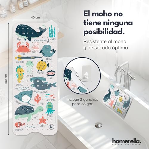 Miniatura 3 de Homerella Alfombra De Baño Antideslizante Y Delicada Con La Piel, 100x40cm, Incl. Ganchos Esterilla De Tina Sin Bpa Estera Resistente Al Moho Y Lavable A Máquina Alfombrilla De Baño