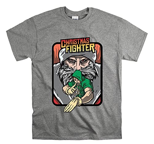 T-shirt Christmas Fighter gris L pour homme et femme unisexe