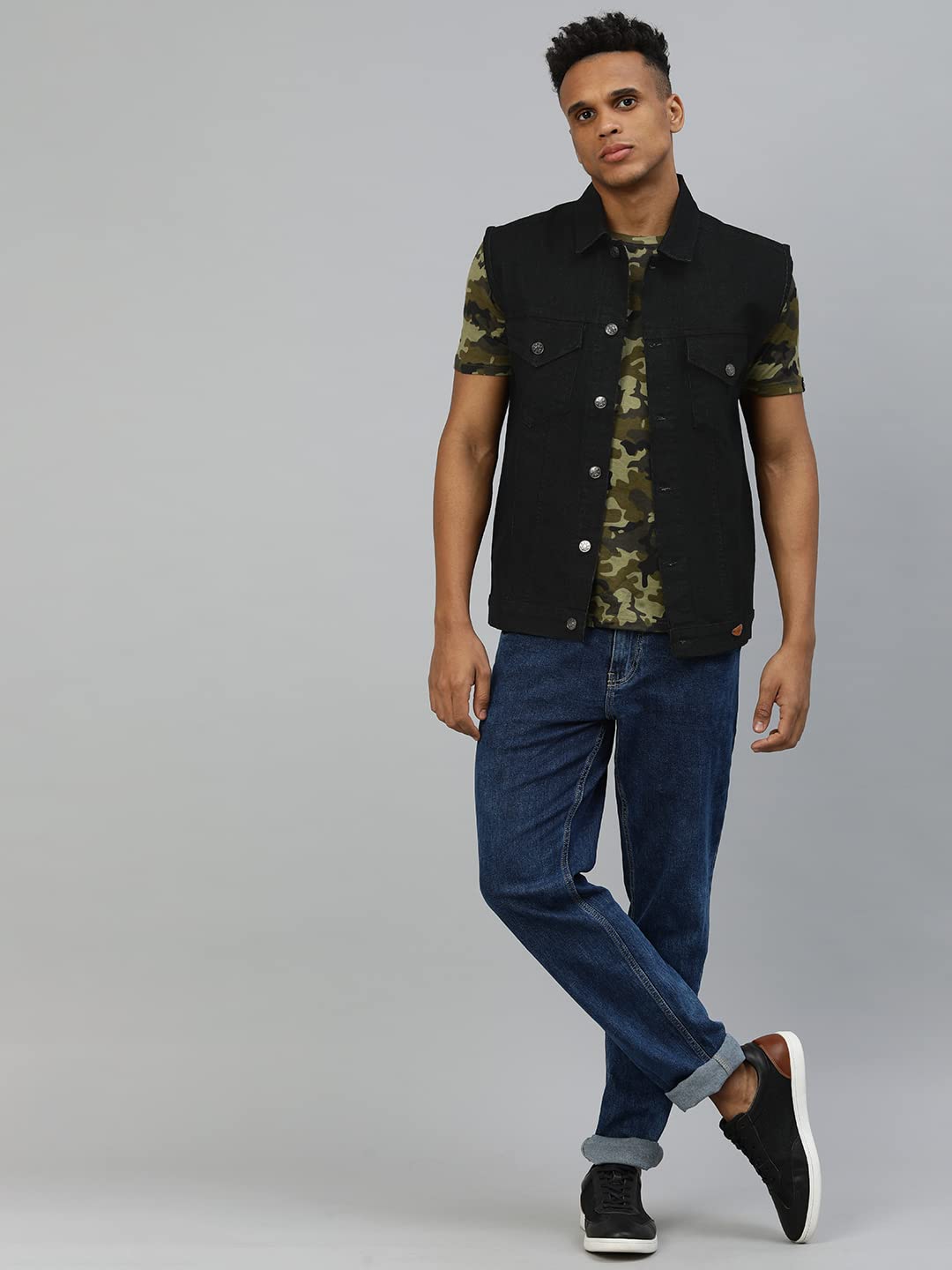 Urbano Fashion Men's Black Regular Fit Washed Sleeveless Denim Jacket (jakt-denimslvless-black-m) - Image 4 thumbnail