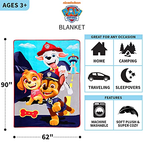 Franco Kids Bedding Super Soft Plush Micro Raschel Blanket, 62 In X 90 In, Paw Patrol #TOP2