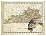 Inspirational Wall Art Co. - Kentucky - Largemouth Vintage State Map Unique Gift Fisherman Bass Fishing Men Lures Fishing Quotes Posters - Print for Home Cabin Decor - 11X14 inches