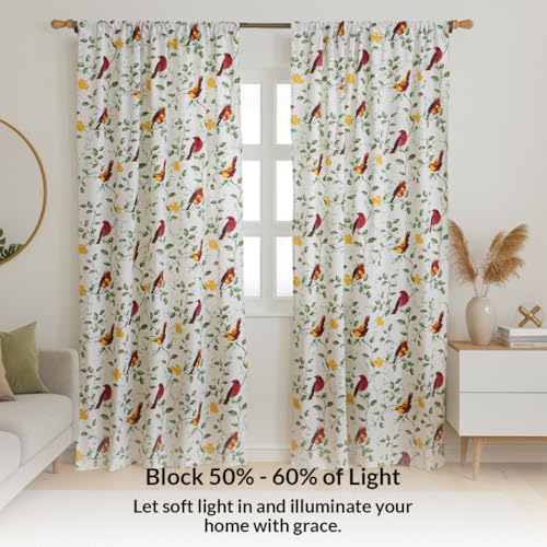 Image of HOMEMONDE Cotton Curtain 10 Feet Long - Printed Room Darkening Long Door Curtain, Rod Pocket Top Style Pack of 2 - (Little Wings, 120 Inch)