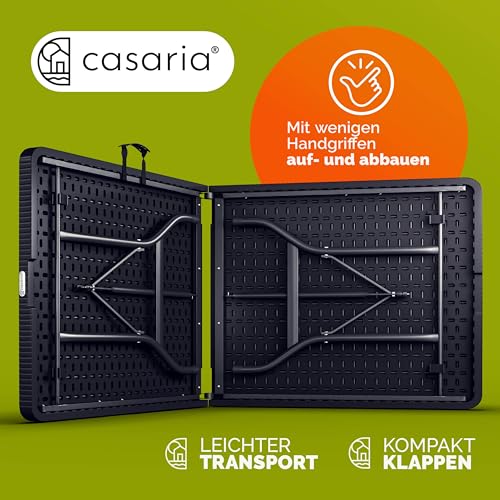 Casaria® Gartentisch klappbar Polyrattan Campingtisch 180x75cm Wetterfest Tragegriff Klapptisch Kunststoff Tisch Garten Balkon Camping Buffettisch Schwarz