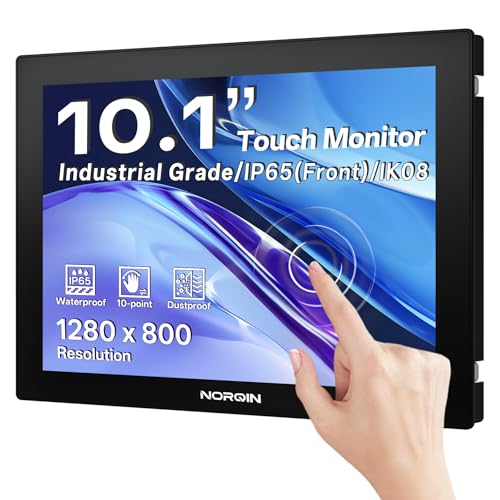 Image of 10.1 Inch Industrial Touchscreen Monitor,IP65 Waterproof LCD Display | 10-Point Capacitive Touch,VESA Mount,HDMI /VGA /DVI /USB /AUDIO,Rugged for Medical,Factory, Kiosks,POS.1080x800 Resolution
