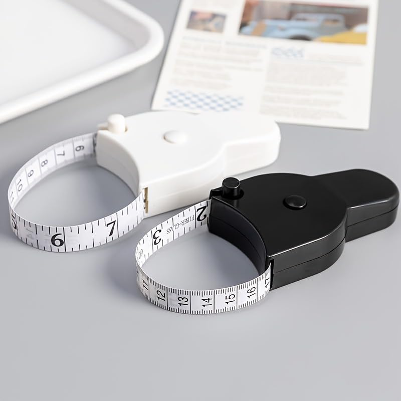 1 fita métrica macia para corpo, cintura, peito e coxa – fita métrica retrátil para fitness, plástico, portátil para uso doméstico e academia, preta
