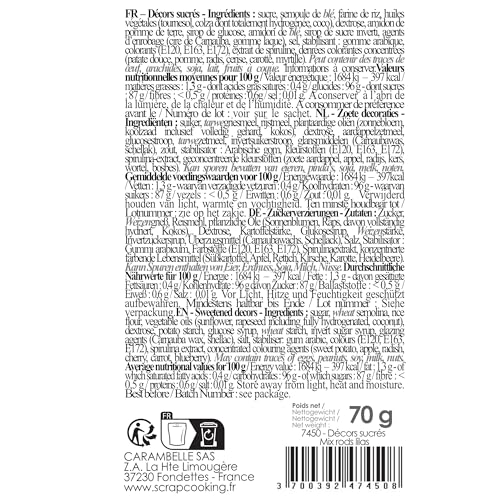 ScrapCooking - Décors Sucrés Rods Pêche 70g - Sprinkles Pâtisserie Jaunes, Orange & Roses Comestibles - Perles en Sucre - Décoration Desserts, Gâteaux, Biscuits, Cupcakes, Anniversaire - 7452