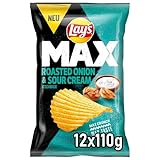 Lay's Max Roasted Onion & Sour Cream Geschmack – Knusprige Kartoffelchips für eine gelungene Party (12 x 110 g)