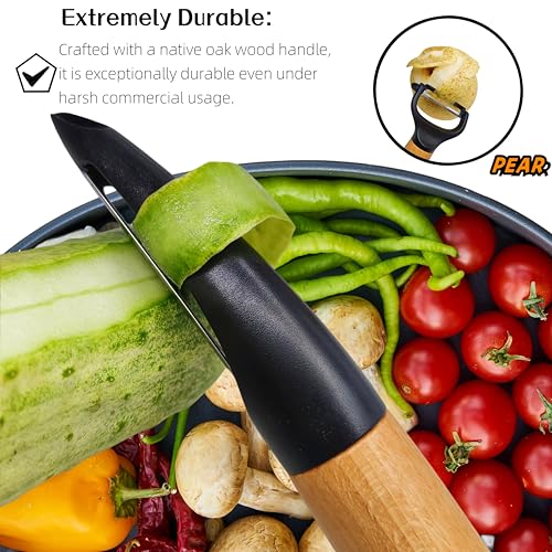Trez Treamer VEGETABLE PEELERS For Kitchen, Super Sharp Wooden Potato Peeler Set Apple Cucumber Carrot Fruit Potatoes Veggie Peeler Bulk thumb #4