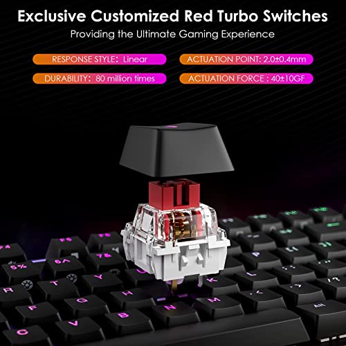 Durgod Tgk 021 Mechanical Gaming Keyboard, Rgb Backlit And Magnetic Wrist Rest, Kailh Turbo Gaming Red Switch, Durable Pbt Keycap And Hot Swappable With 104 Keys, Full Size Wired Keyboard For Pc Mac #TOP1
