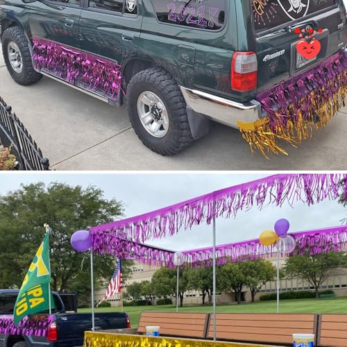 Image of Foil Fringe Garland - Pack of 3- Metallic Parade Floats Skirting Tinsel Streamers Banner for Birthday Wedding Dec 4th of July Homecoming Float (Purple)