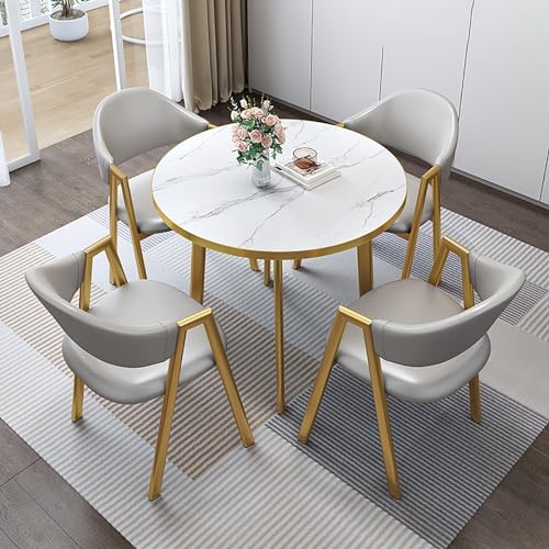 WLCNYL Juego de 4 mesas y sillas Redondas de Ocio, Mesa de Centro y sillas combinadas para balcón, Sala de Estar, Comedor, Mesa de negociación y sillas combinadas para recepción de Oficina (Color: