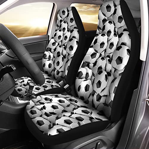 Bulopur 3D Soccer Ball Print Automobile Seat Cover Sets, Car Accessories Interior Decor 2Pcs, Car Seat Protectors For Car, Truck Suvs #TOP18