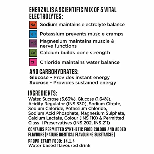 Image of Enerzal Energy Drink Orange Flavour 500ml | Instant Liquid Hydration Drink | Pack of 20 with 4 Units Complimentary