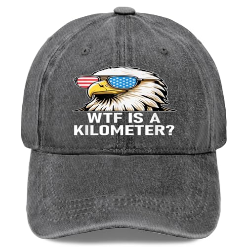 WTF is a Kilometer Shirt,Eagle America WTF is a Kilometer Hat for Men Fashion Light Grey