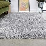 Silver Thick Shaggy Rug Light Grey Modern Durable Super Soft Fluffy Shag Rugs Living Room Area Bedroom 120cm x 170cm