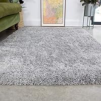 Silver Thick Shaggy Rug Light Grey Modern Durable Super Soft Fluffy Shag Rugs Living Room Area Bedroom 160cm x 230cm