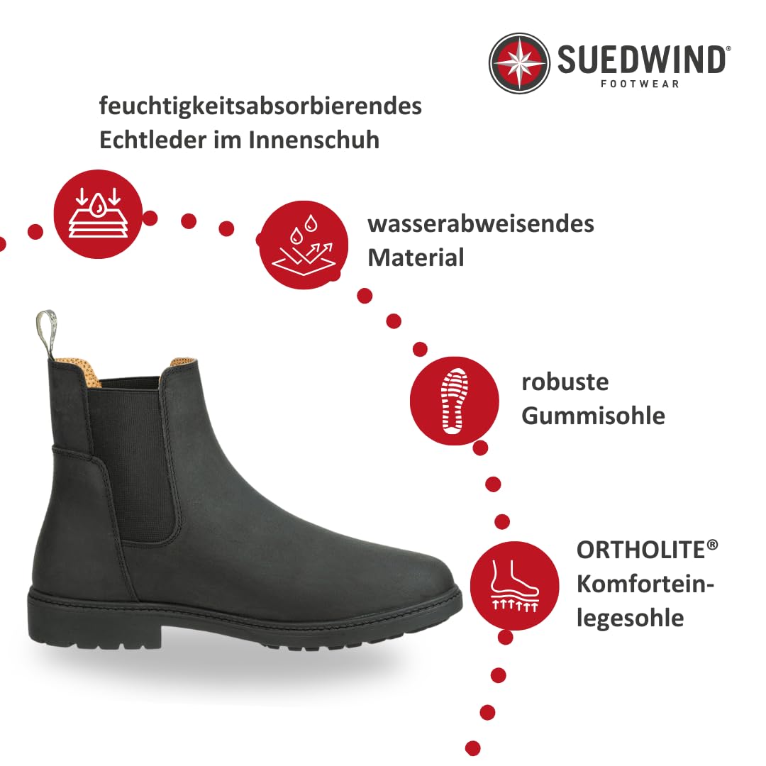 SUEDWIND FOOTWEAR Reitstiefeletten für Damen DURANGO ALL SEASON – Leder Chelsea Boots – Reit- & Freizeit-Stiefeletten – Ortholite-Innensohle, Gummisohle & Lederfutter – 2 Farben – Gr.37-43