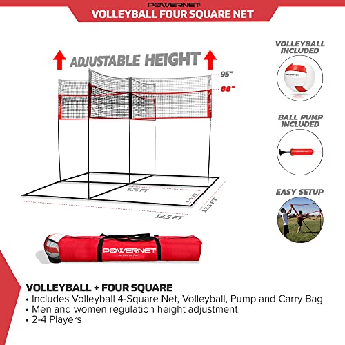 Powernet Four Square Volleyball Net | Fun New Game | Play At The Park Or Beach | 2 Versions (Four Square) #TOP1