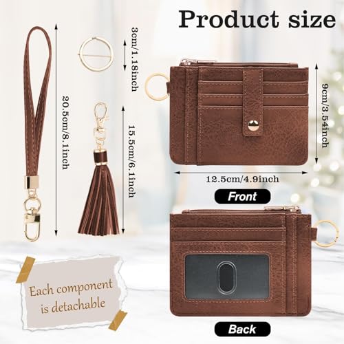 Image of KNGITRYI Small Wristlet Wallets for Women RFID Credit Card Holder Wallet Keychain Wristlet Wallet Credit Card Wallets for Women (Chocolate Brown)