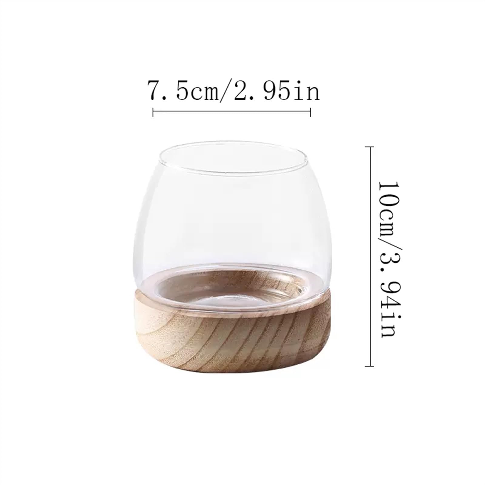 Aquarium Aquarium, klares Glas, rundes Aquariumbecken mit Holzsockel, ökologisches Aquarium, Zierfische, spezielles einfaches Aquarium for kleine Aquarien Fischtank (Size : Small)