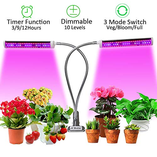 JCBritw 75W Plant Light Dimmable LED Grow Light Auto ON & Off Timer