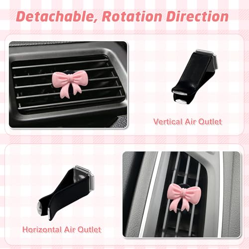 Image of 8 PCS Coquette Pink Bow Car Air Freshener Vent Clip, Cute Aesthetic Cars Scent Air Fresheners Vent Clips Decorations, Automotive Interior Accessories for Women Girl