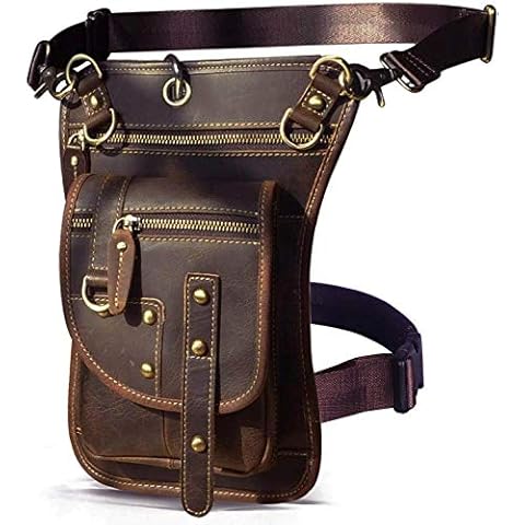 Le'aokuu Herren Echtes Leder Tasche Hüfttasche Beinbeutel Kleines Haken Tasche Messenger Bag 2141 Cover