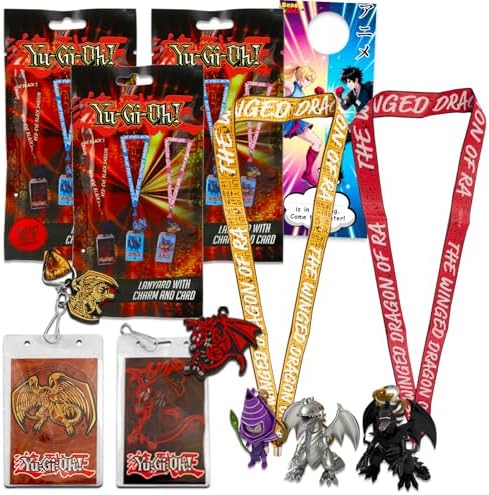 Konami Yugioh Lanyard Blind Bag 3 Pack – Comic Con Gift Bundle Including 3 Yugioh Lanyards with Charms, Card Holders and More | Yugioh ID Holder Set image 5