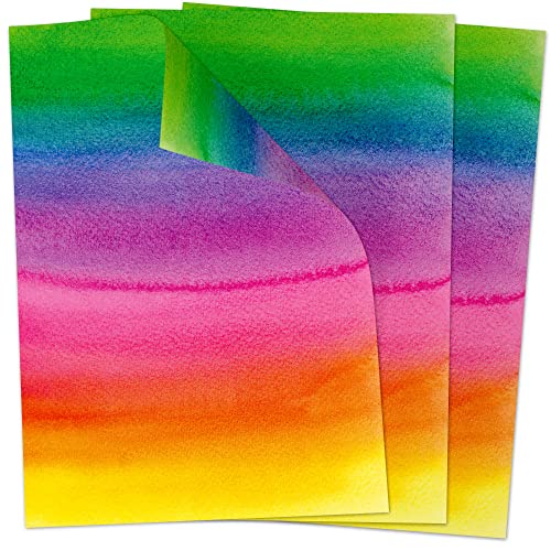 50 Blatt Briefpapier (A4) | Bunter Aquarell Verlauf Regenbogen zum Basteln | Motivpapier Farben bunt | edles Design Papier | beidseitig bedruckt | Bastelpapier | 90 g/m²