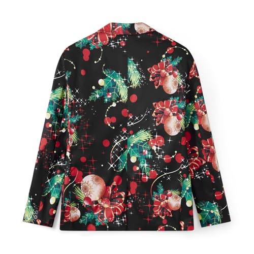 Men's Christmas Suit 3 Piece Slim Fit Xmas Printed Blazer Jacket Pant Vest Formal Dress Party Prom Outfits (#1-Black Light Ball, M)3