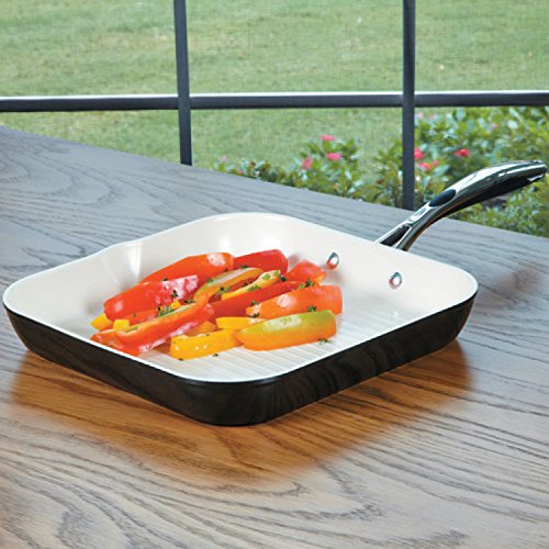Tramontina Square Grill Pan Gourmet Ceramica Deluxe Aluminum 11-Inch Metallic Black, 80110/023Ds #TOP2
