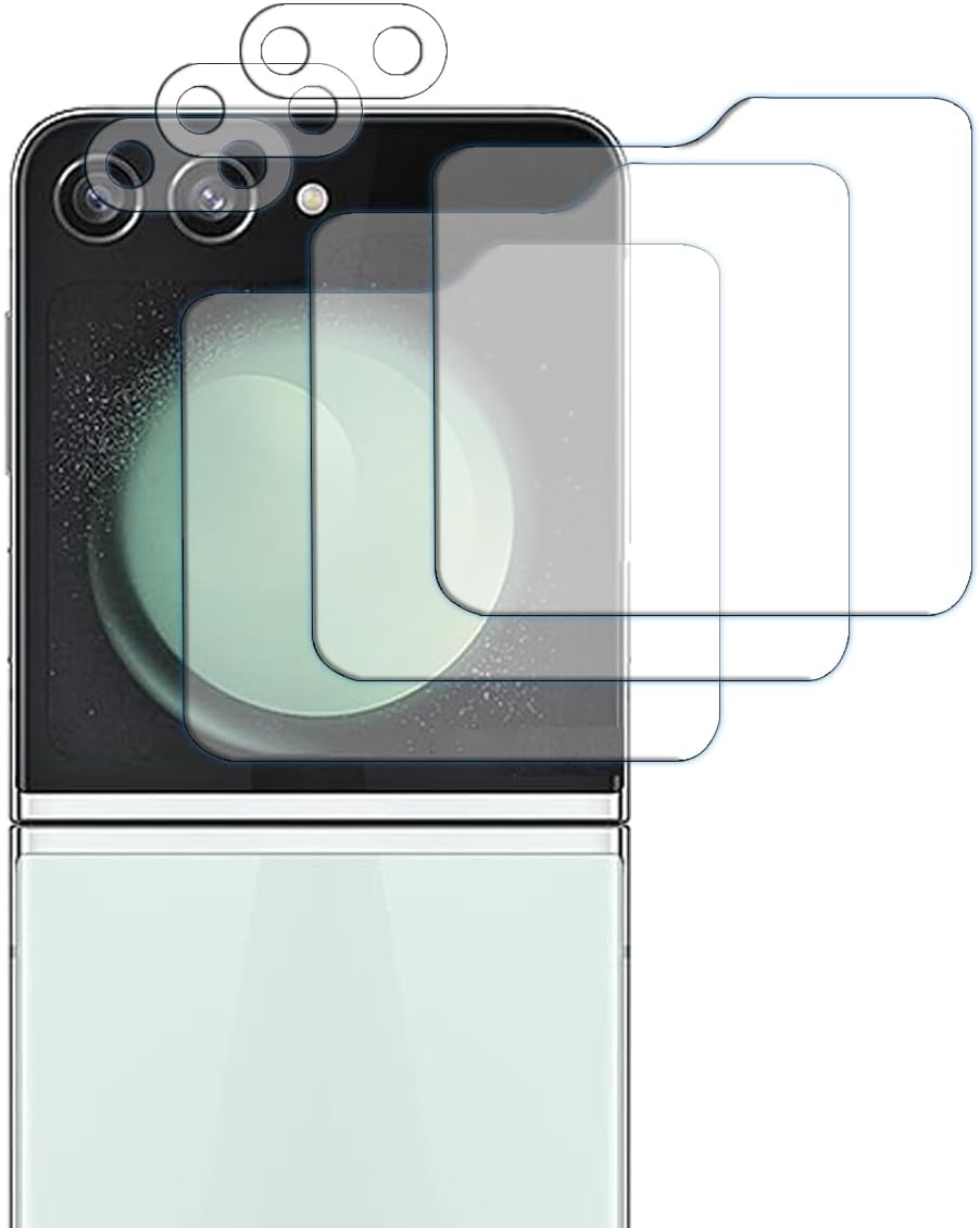 GLBLAUCK [6 in 1 for Samsung Galaxy Z Flip 5 Screen Protector, 3 Pack Front Screen Protector with 3 Pack Camera Protector, Ultra Thin Scratch-Proof HD Premium Camera Lens Protector Tempered Glass