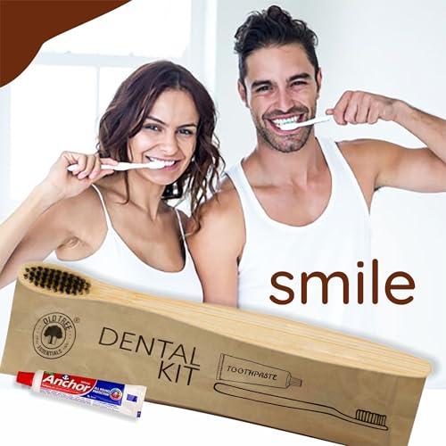 Image of Old Tree Eco-Friendly Dental Kit (Pack of 50) - Bamboo Toothbrush & 8g Anchor Toothpaste in Kraft Paper Pouch | Guest Room Amenities for Hotels, Resorts, Guest Houses, Hospitals