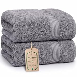 HomeBurg Luxe Set van 2 Badhanddoeken - Groot, Zacht & Absorberend, Duurzaam, Huidvriendelijk, Machinewasbaar, 65×137 cm, Steengrijs