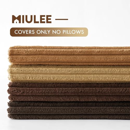 Image of MIULEE Boho Farmhouse Throw Pillow Covers 20x20 Inch Set of 4 Rustic Mordern Neutral Cushion Covers Soft Corduroy Nordic Home Decor for Couch Bed Sofa Living Room Camel Brown