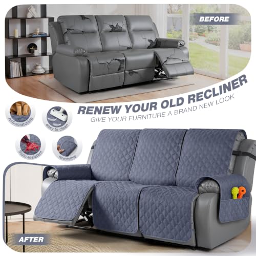 Image of TAOCOCO 100% Waterproof Recliner Sofa Covers Reversible, Bluish Gray