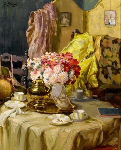 Affiche Artistique Fleurs et au Thé Toile Inspirante pour Coin Lecture Cosy