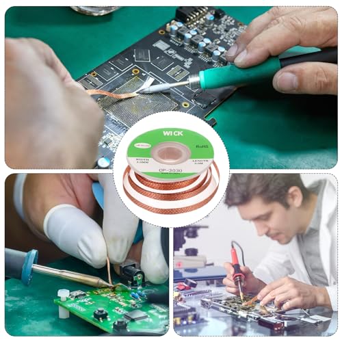 Image of MECCANIXITY Solder Wick Braid No-Clean Desoldering Wick Braid 0.12 Inch Width 10 Feet Length for Remove the Solder Electrical Components 1 Pack
