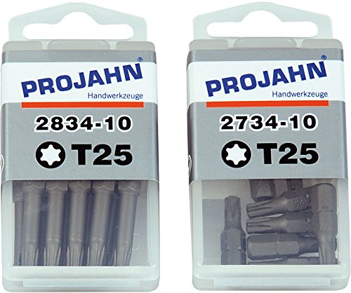 PROJAHN 2733-10 1/4-Inch T20 TX Bit Box - Silver (10-Piece), Länge 25 mm