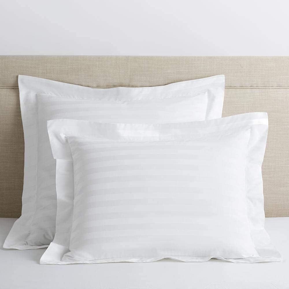 Comfort Beddings 2 Pack Oxford Pillowcases – 50x75cm Standard Pillow Covers – 100% Egyptian Cotton – 600 Thread Count Sateen – White Stripe Standard Pillow Cases with Envelope Closure – Hotel Quality
