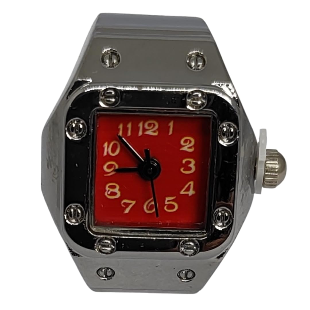 Metallic Square Ring Watch (Red Dial) (B0D14DW56Q) Amazon Price History, Amazon Price Tracker