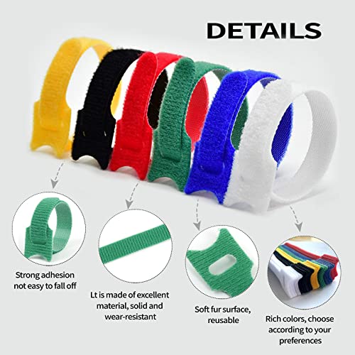 60 Reusable Fastening Cable Ties, Cable Management Ties,Adjustable Fastening Cable Ties,，Multi-Purpose Adjustable Cord Organizer， Office Electric Wires, Assorted Colors #TOP3
