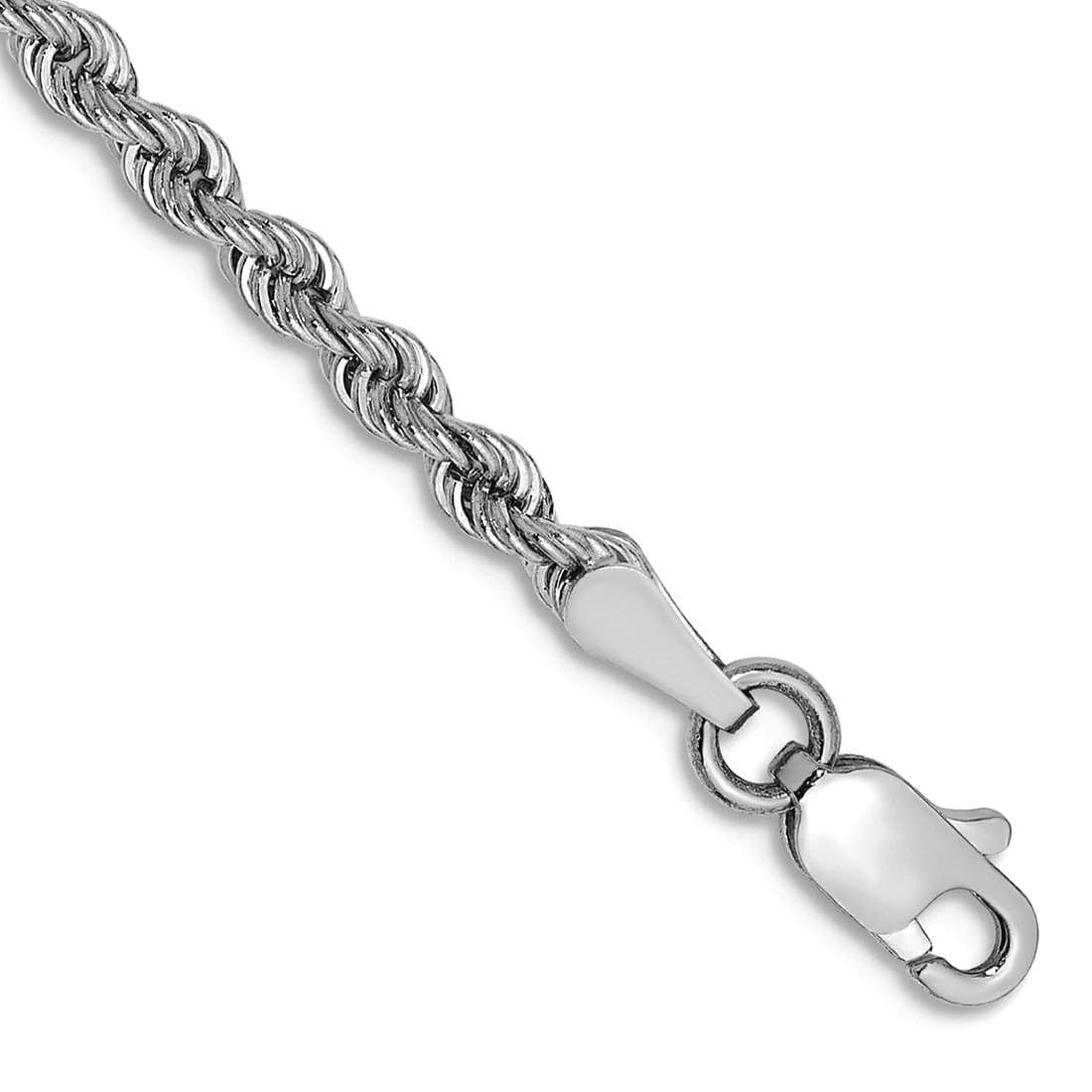 14 ct weiß gold 2,5 mm Handgefertigt Regular Seil Armband – Karabinerverschluss – Länge Optionen: 18 20