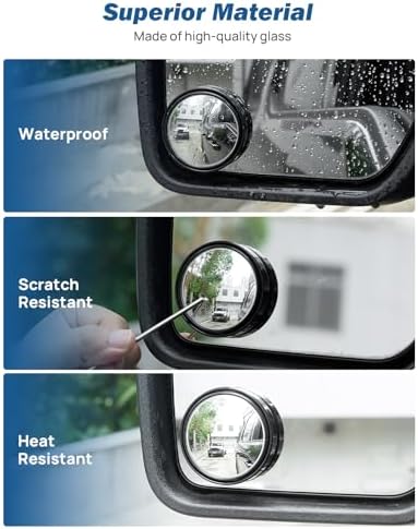 JOYTUTUS Blind Spot Mirror 2 Pack HD Frame Convex Glass for Wide Angle View and Safer Lane Changing Compatible with Cars SUVs Trucks RVs Easy Stick On & Long Lasting Durability - 5
