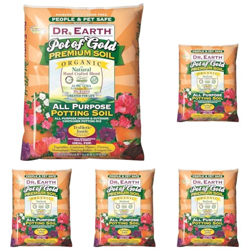 Dr. Earth Gold Premium Potting Soil, 8 Quart, Natural (Pack of 5)