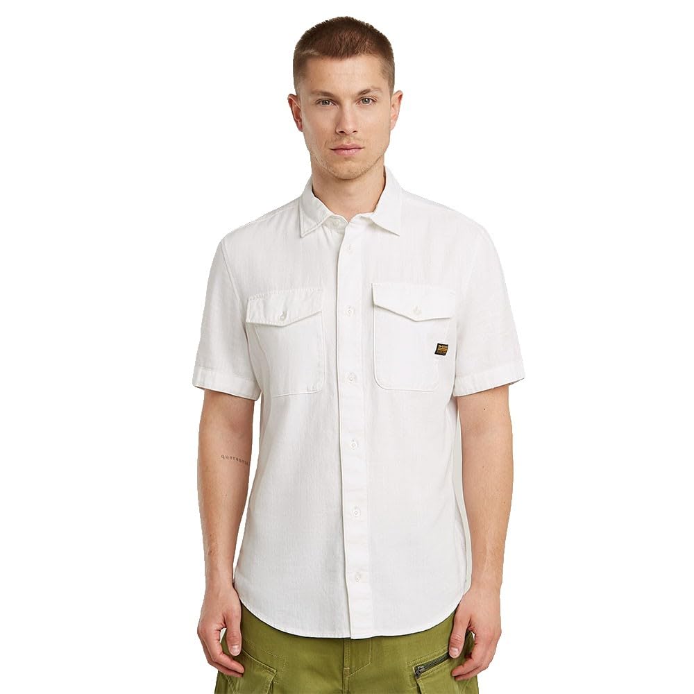 G-Star Men's Navy Slim Shirt Shirts, Beige (Milk Gd D19751-d454-c073), S