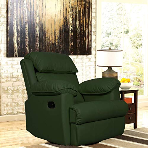 Image of Diana Recliner, Ultra Comfortable and Durable Ergonomic Single Seat Reclining Sofa, Living Room Recliner Chair with Thickened Padded Arm /Back, Leatherette, Green Color